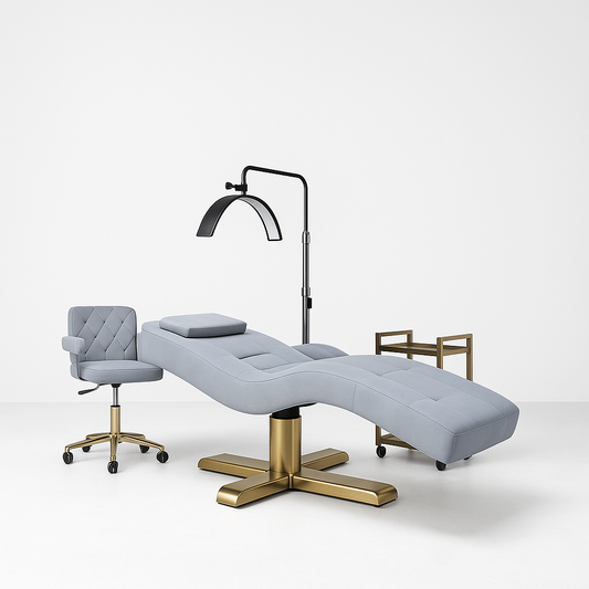 Aria Premium Leather Beauty Bed, Chair, Moon Light & Trolley